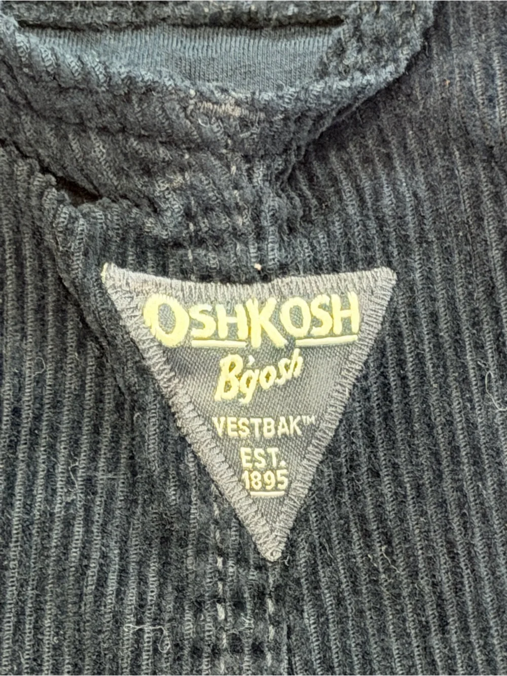 OshKosh B’gosh Baby Toddler Navy Corduroy Overalls Vestbak Cargo Pockets 18M EUC